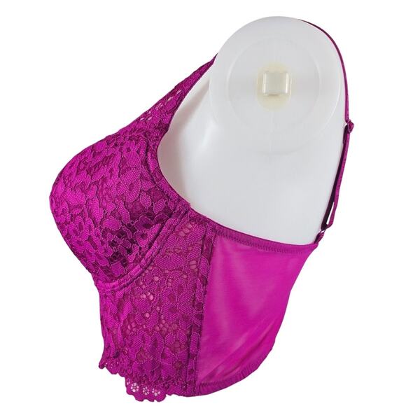 Victoria Secret Stunning Lace Floral Overlay Underwire Lined Demi Bra 36D - Picture 2 of 6